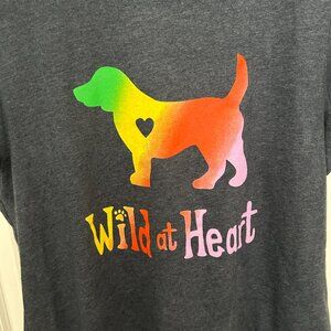 Dog Speak Wild at Heart Blue T Shirt Womens Size Large NEW Dog Lover Gift Idea